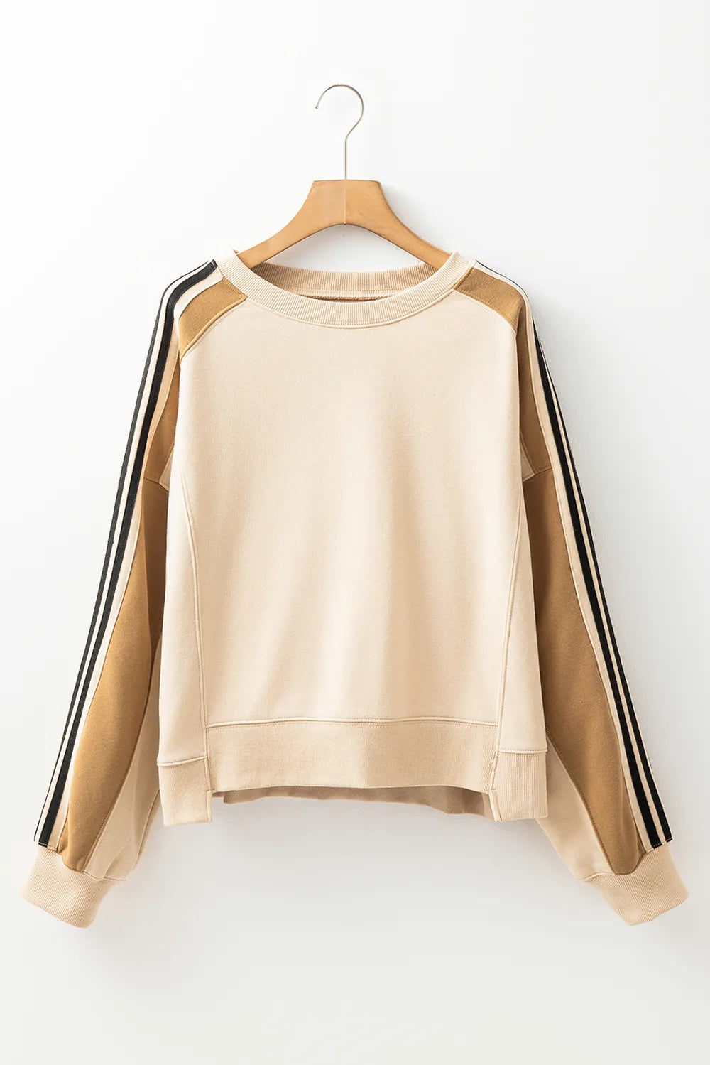 Contrast Round Neck Long Sleeve Sweatshirt | Sweatshirts Daverri Fashions