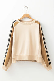 Contrast Round Neck Long Sleeve Sweatshirt | Sweatshirts Daverri Fashions