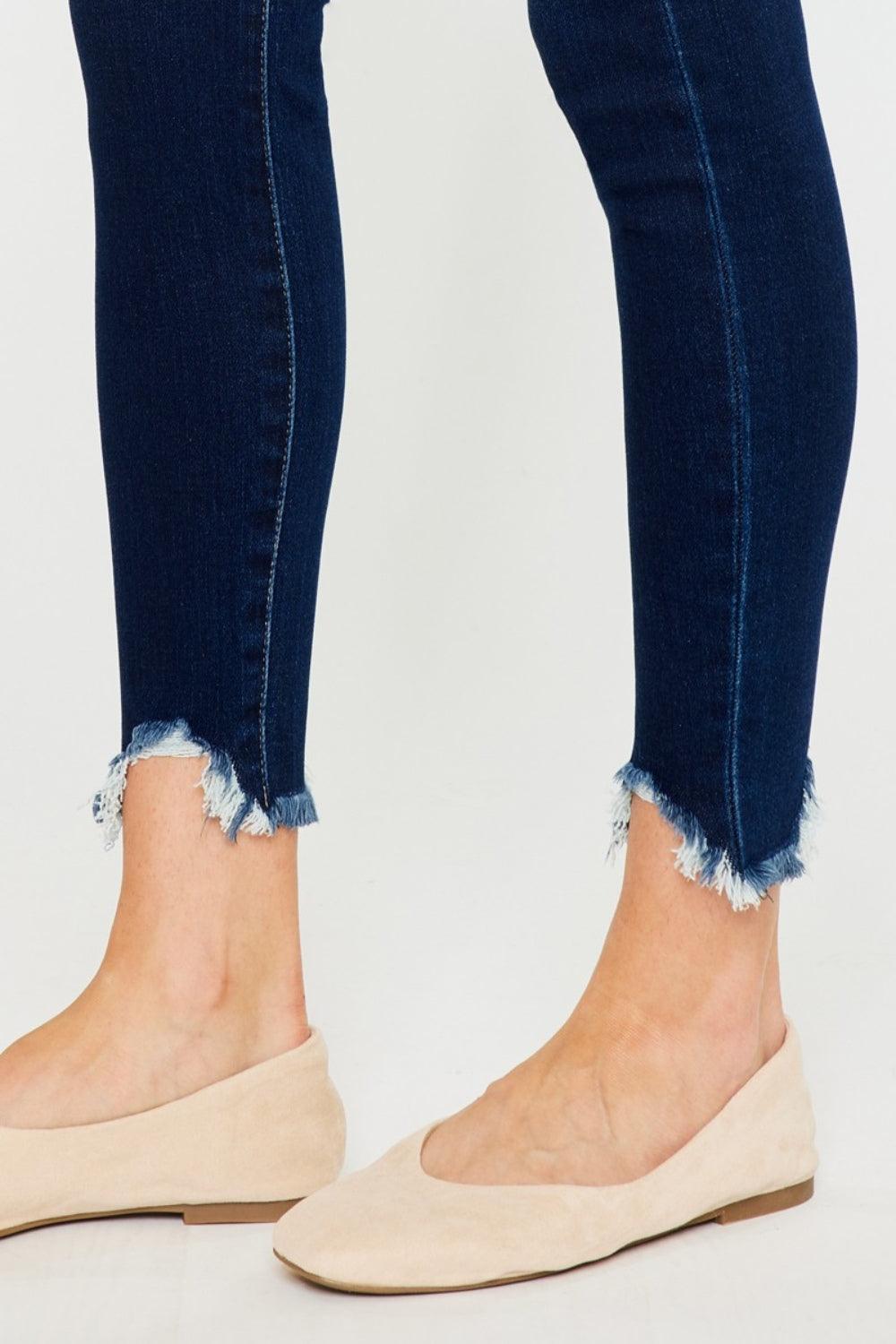 Kancan Full Size High Rise Frayed Ankle Skinny Jeans | Daverri Fashions