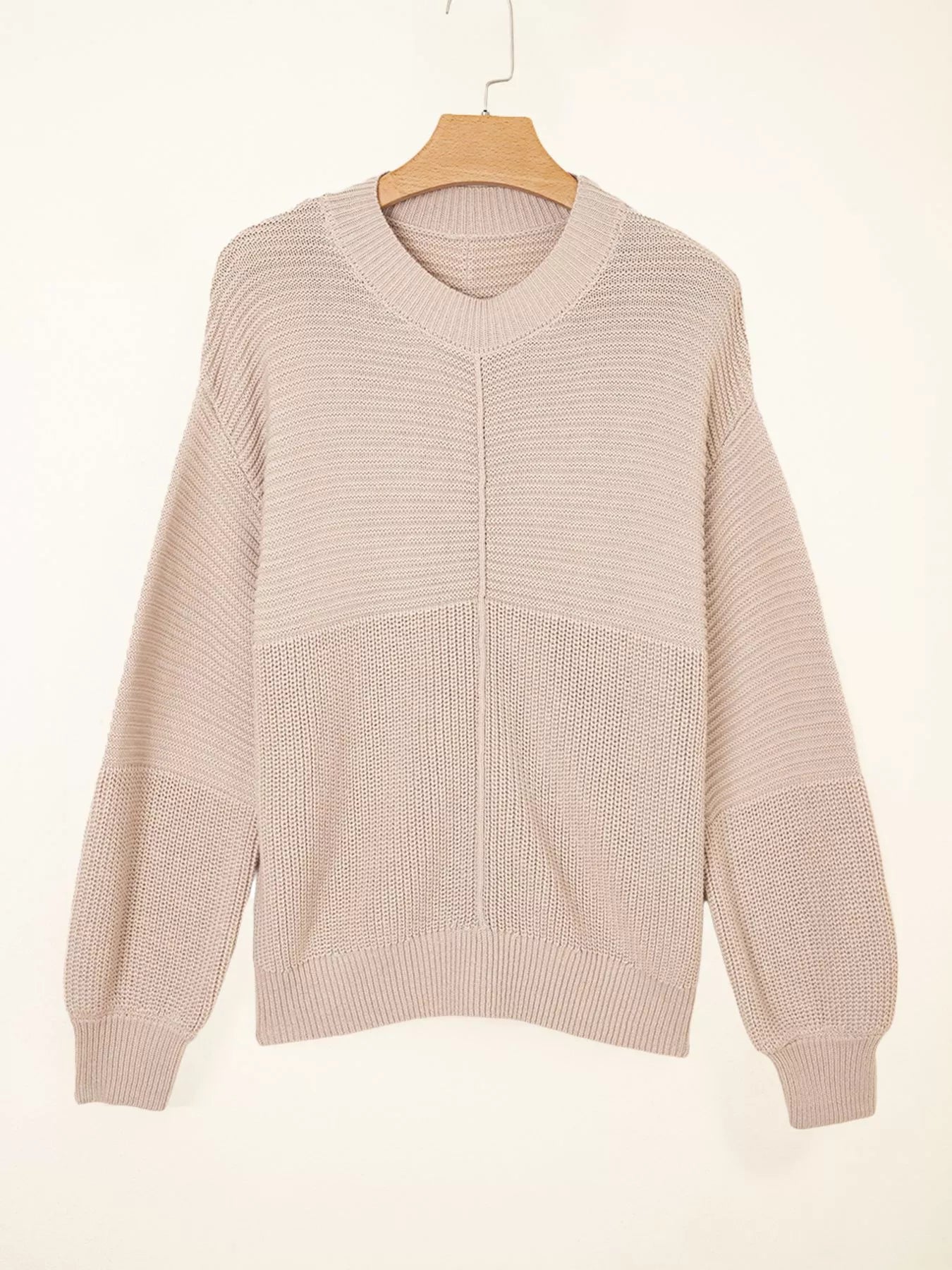 Texture Knitted Dropped Shoulder Sweater | Sweaters Daverri Fashions