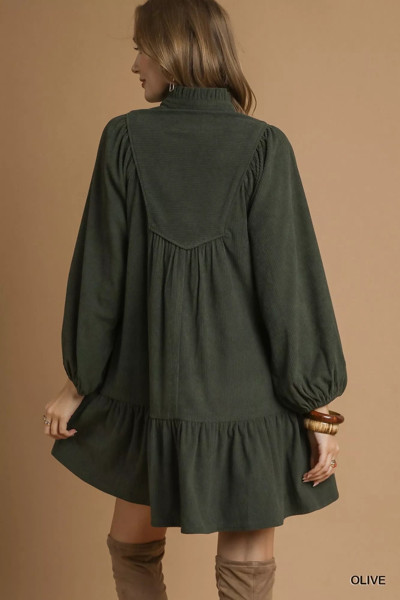 Umgee Corduroy Tiered Babydoll Dress | Mini Dresses Daverri Fashions