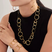 18K Gold-Plated Chain Link Statement Necklace | Necklaces Daverri Fashions