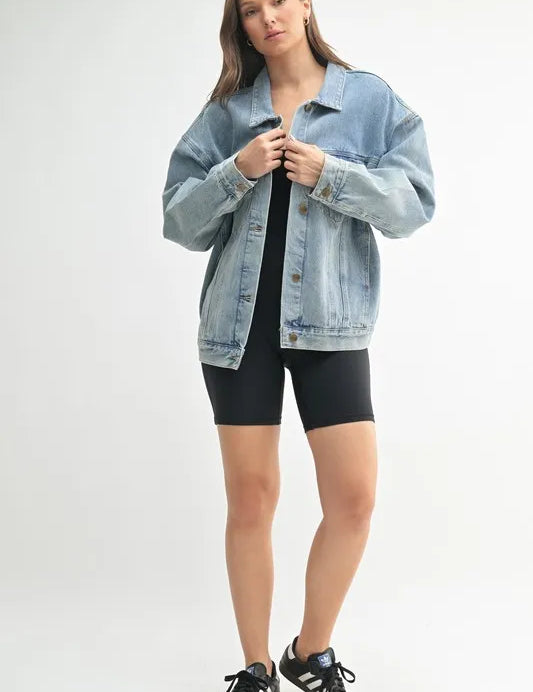 MD.DENIM S MONO B Boxy-Cut Denim Jacket | Daverri Fashions