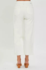 RISEN Tummy Control High Rise Crop Wide Jeans | Jeans Daverri Fashions
