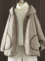 Taupe Quilted Hooded Sherpa Lined Jacket | Jackets Daverri Fashions