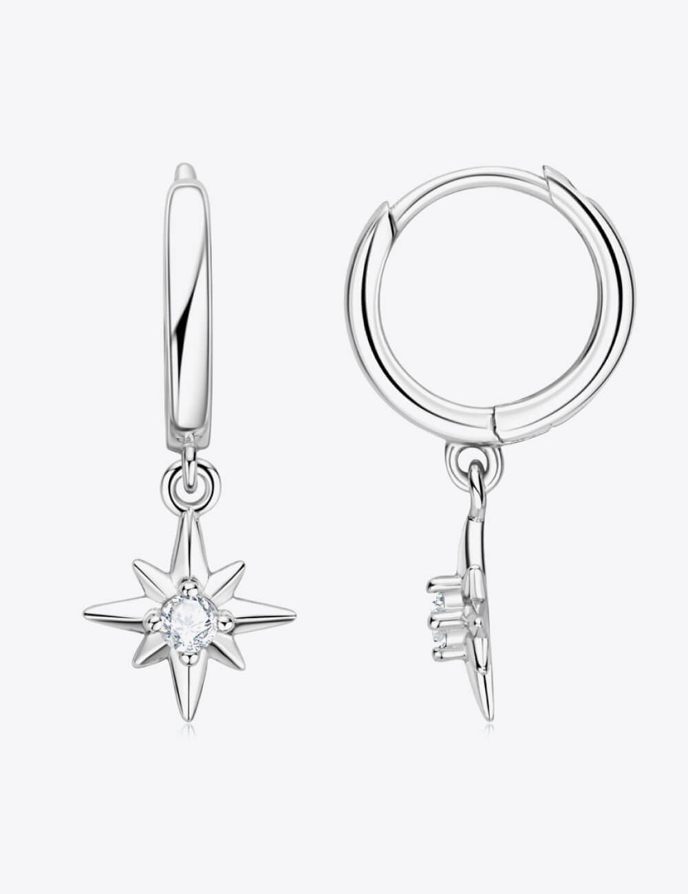 Silver One Size Moissanite Star Drop Earrings | Earrings Daverri Fashions