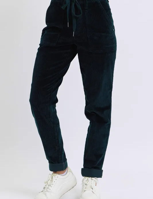 EMRLD Judy Blue Full Size High Waist Corduroy Cuffed Jogger Plus Size | Daverri Fashions