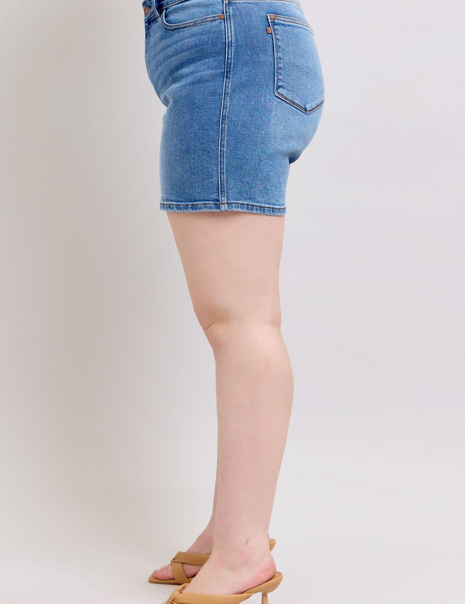 Judy Blue Full Size 2 Button Denim Shorts with Pockets Plus Size | Denim Shorts Daverri Fashions
