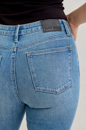 Judy Blue Full Size Mid Rise Slim Bootcut Tummy Control Release Hem Jeans Plus Size | Jeans Daverri Fashions
