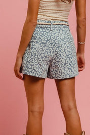 BiBi Rope Belt Leopard Shorts | Daverri Fashions