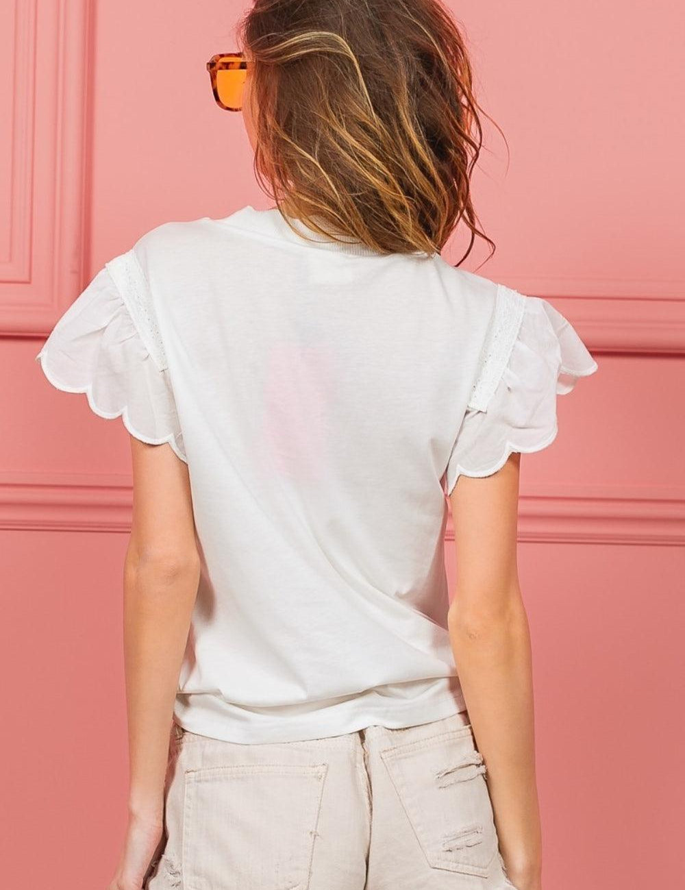 BiBi Scallop Edged Lace Trim Top | Tops Daverri Fashions