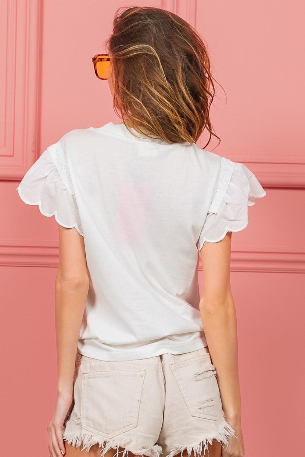 BiBi Scallop Edged Lace Trim Top | Tops Daverri Fashions