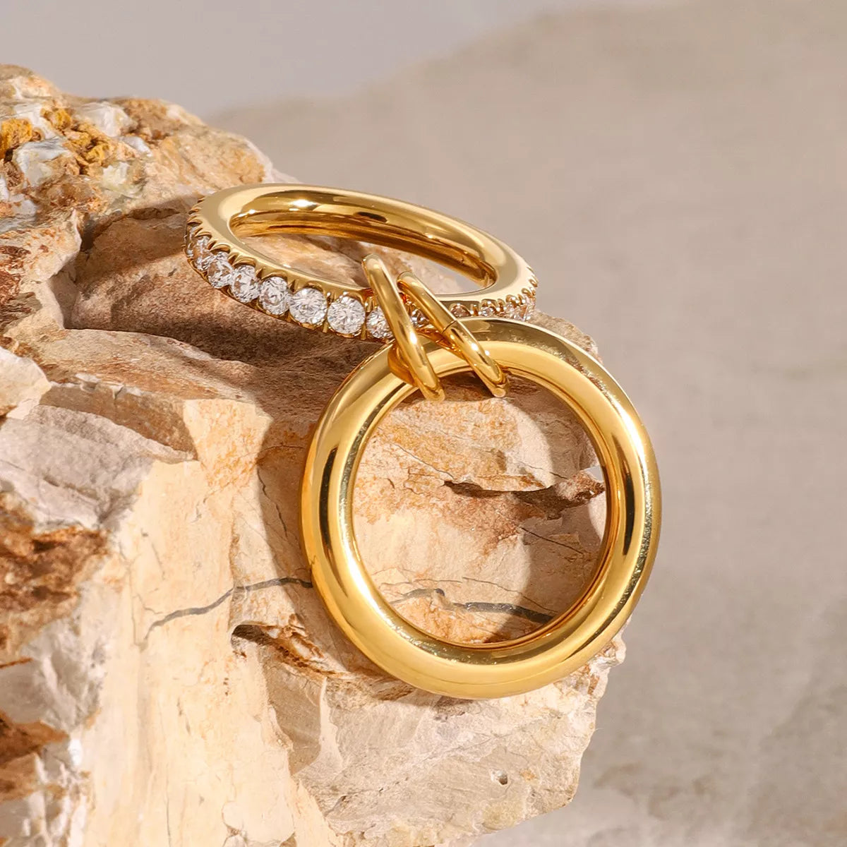 18K Gold-Plated Double Layered Ring | Rings Daverri Fashions