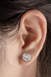 Adored Moissanite Flower 925 Sterling Silver Earrings | Silver Earrings Daverri Fashions