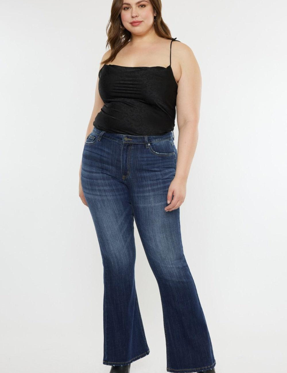 Dark Kancan Full Size Mid Rise Slim Flare Jeans | Jeans Daverri Fashions