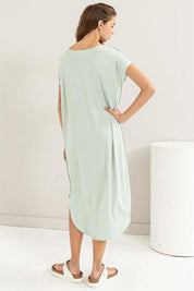 HYFVE Short Sleeve High-Low Slit Midi Dress | Mid Dresses Daverri Fashions