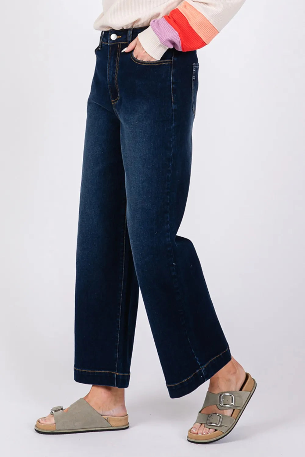 SAGE + FIG High Waist Wide Leg Jeans | Jeans Daverri Fashions