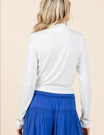 Mittoshop Mock Neck Rib Knit Long Sleeve Crop Top | Tops Daverri Fashions