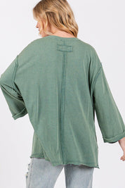 SAGE + FIG Plus Size American Flag Patch Drop Shoulder T-Shirt | T-Shirts Daverri Fashions