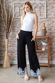 Heimish Full Size Solid Damask Casual Pants Plus Size | Pants Daverri Fashions