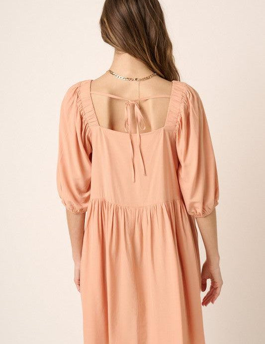 Mittoshop Pintuck Detail Tie Back Mini Dress | Mini Dresses Daverri Fashions