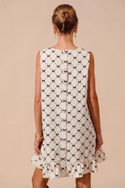 SO ME Texture Bow Printed Mini Ruffle Dress | Daverri Fashions