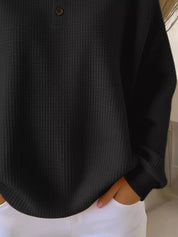 Full Size Waffle Knit Button Detail Top Plus Size | Knit Tops Daverri Fashions