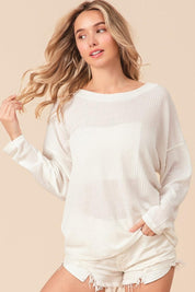BiBi Waffled Backless Drawstring T-Shirt | Tops Daverri Fashions