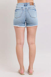 Judy Blue Tummy Control Raw Hem Denim Shorts | Denim Shorts Daverri Fashions