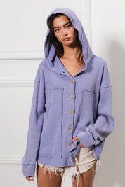 BiBi Washed Waffle Thermal Hooded Jacket | Daverri Fashions