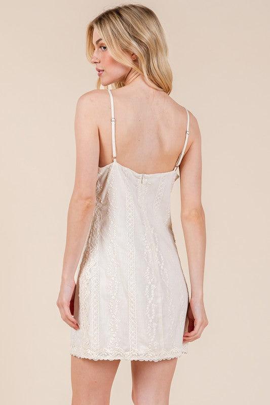GeeGee Lace Detail Adjustable Strap Mini Cami Dress | Cami Dresses Daverri Fashions