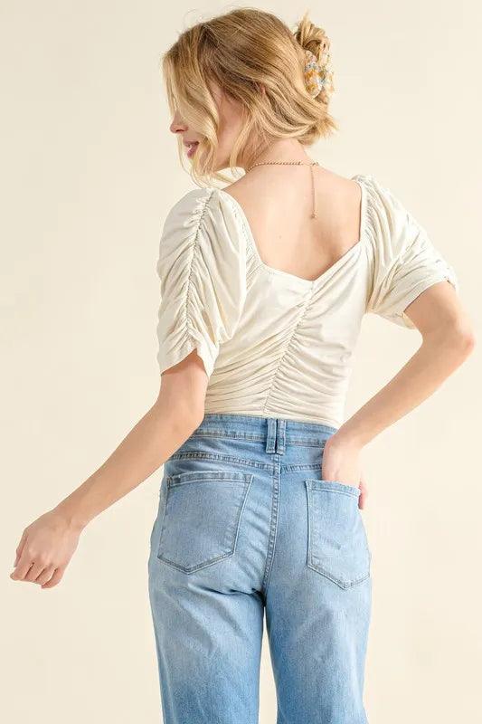 And The Why Buttery Soft Ruched Detailed Jersey Bodysuit | Tops Daverri Fashions
