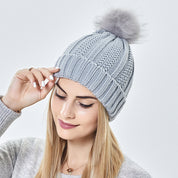 Stretchy Satin-Lined Skull Knit Pom Pom Hat | Hats Daverri Fashions