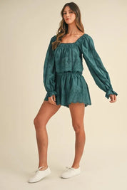 MABLE Embroidered Scalloped Lace Top and Short Set | Outfit Sets Daverri Fashions