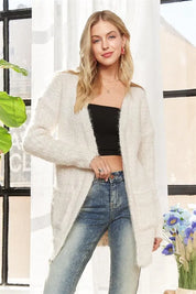 IVORY M ADORA Comfy Fuzzy Sweater Cardigan | Cardigans Daverri Fashions