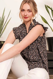 Lime 'N' Chili Multi Dot Print Sleeveless Button Down Blouse | Daverri Fashions