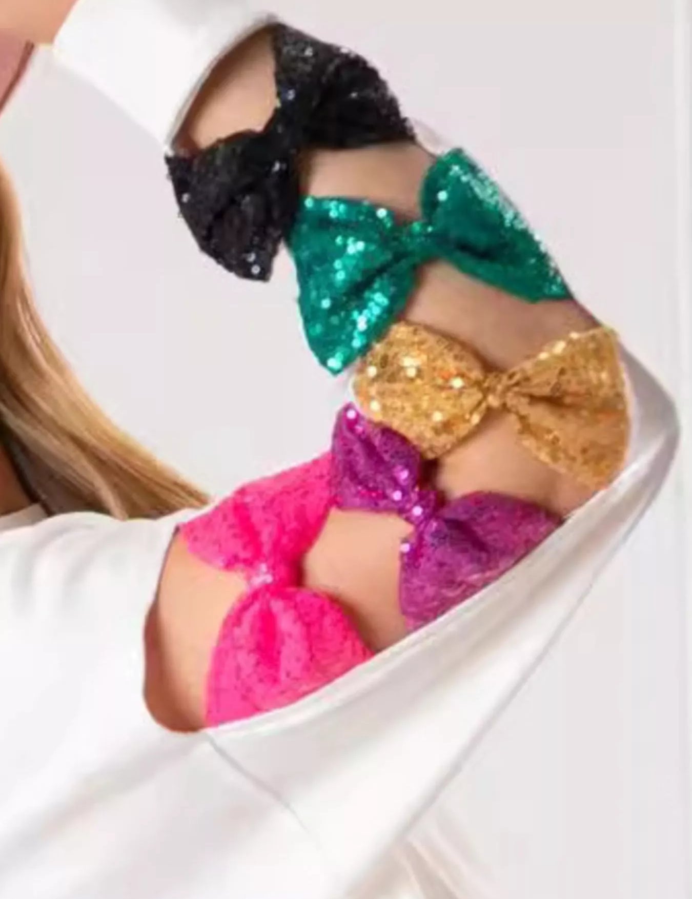 Sequin Bow Cutout Round Neck Sweatshirt | Sweatshirts Daverri Fashions