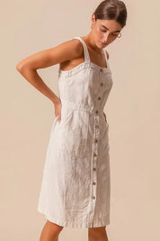 SO ME Button Down Pocket Front Pinafore Dress | Daverri Fashions
