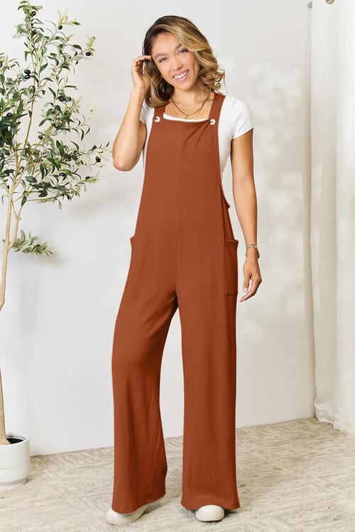 Double Take Full Size Wide Strap Overall with Pockets | Overalls Daverri Fashions