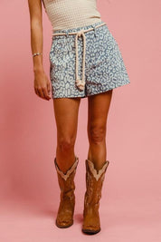 BiBi Rope Belt Leopard Shorts | Daverri Fashions