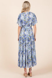 Mittoshop Floral Tie Waist Flutter Sleeve Tiered Dress | Daverri Fashions