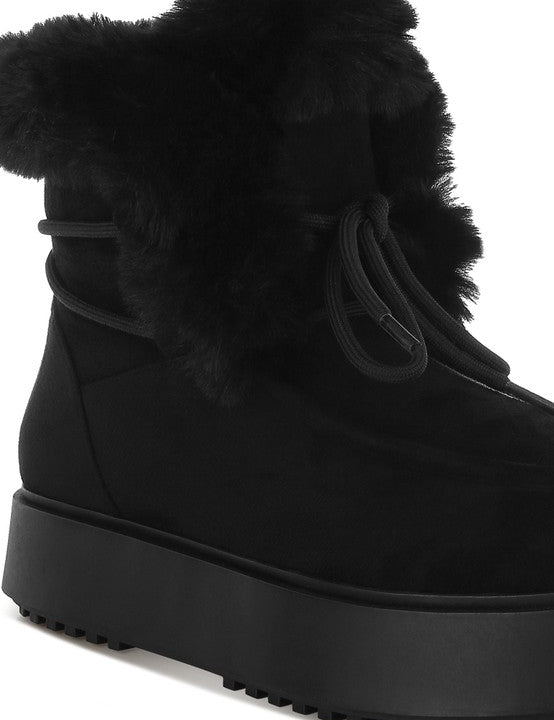 Bunting Faux Fur Collar Flatform Boots | Boots Daverri Fashions