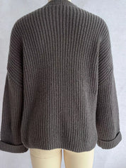Asymmetrical Button Detail Sweater | Sweaters Daverri Fashions