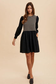 Annie Wear Tie Back Plaid Round Neck Mini Dress | Daverri Fashions