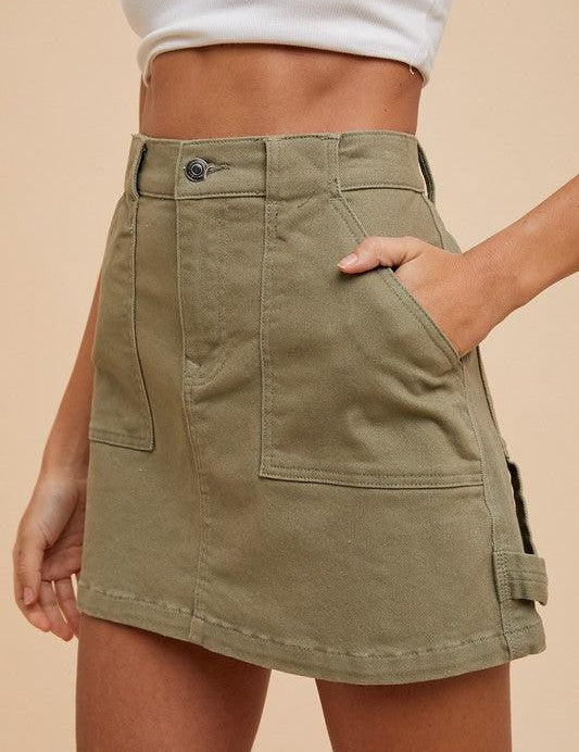 Annie Wear Cargo Denim Mini Skirt | Daverri Fashions