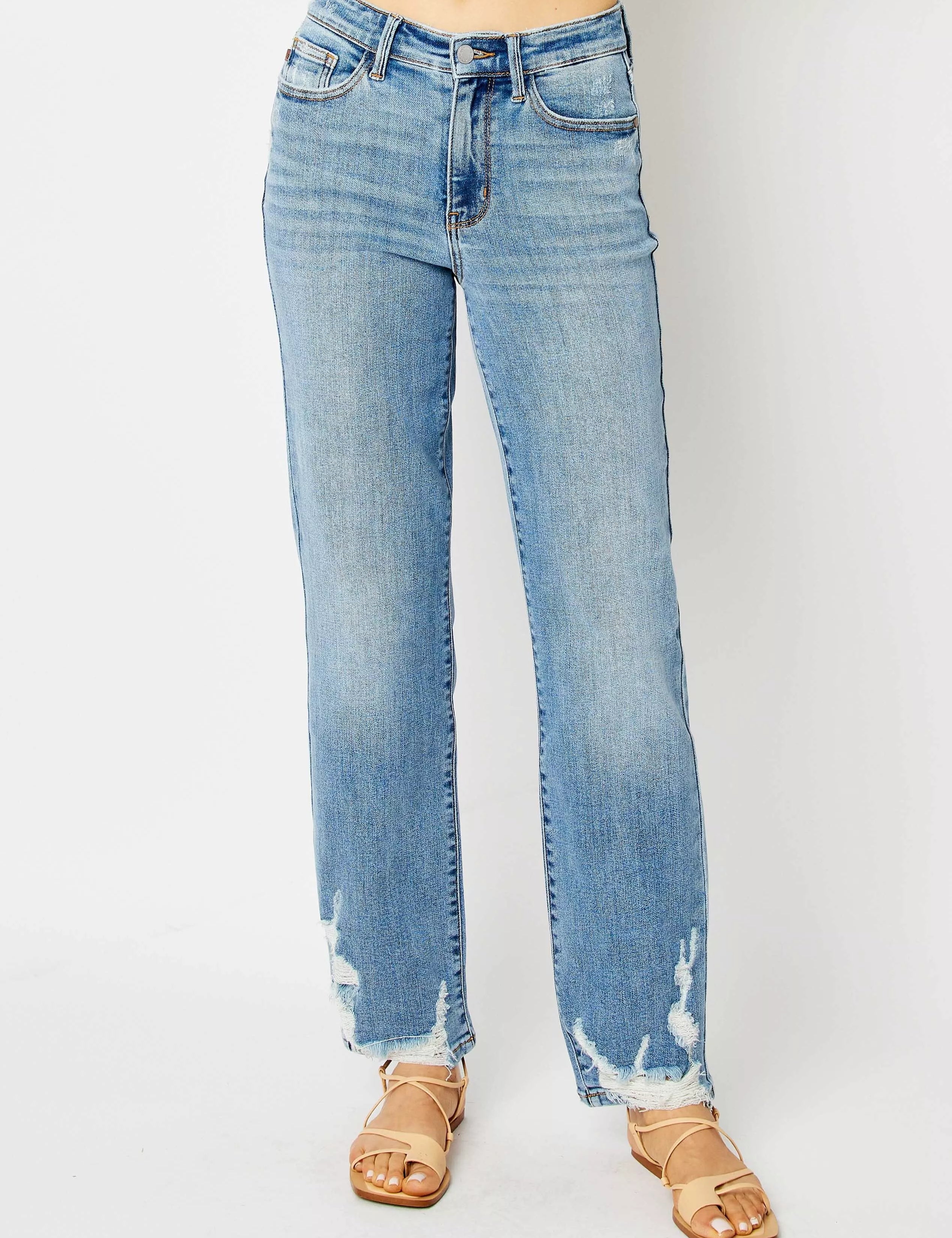 MD Judy Blue Full Size High Waist Straight Jeans with Heavy Destroy Plus Size | Jeans Daverri Fashions