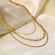 18K Gold-Plated Three Layered Necklace | Necklaces Daverri Fashions