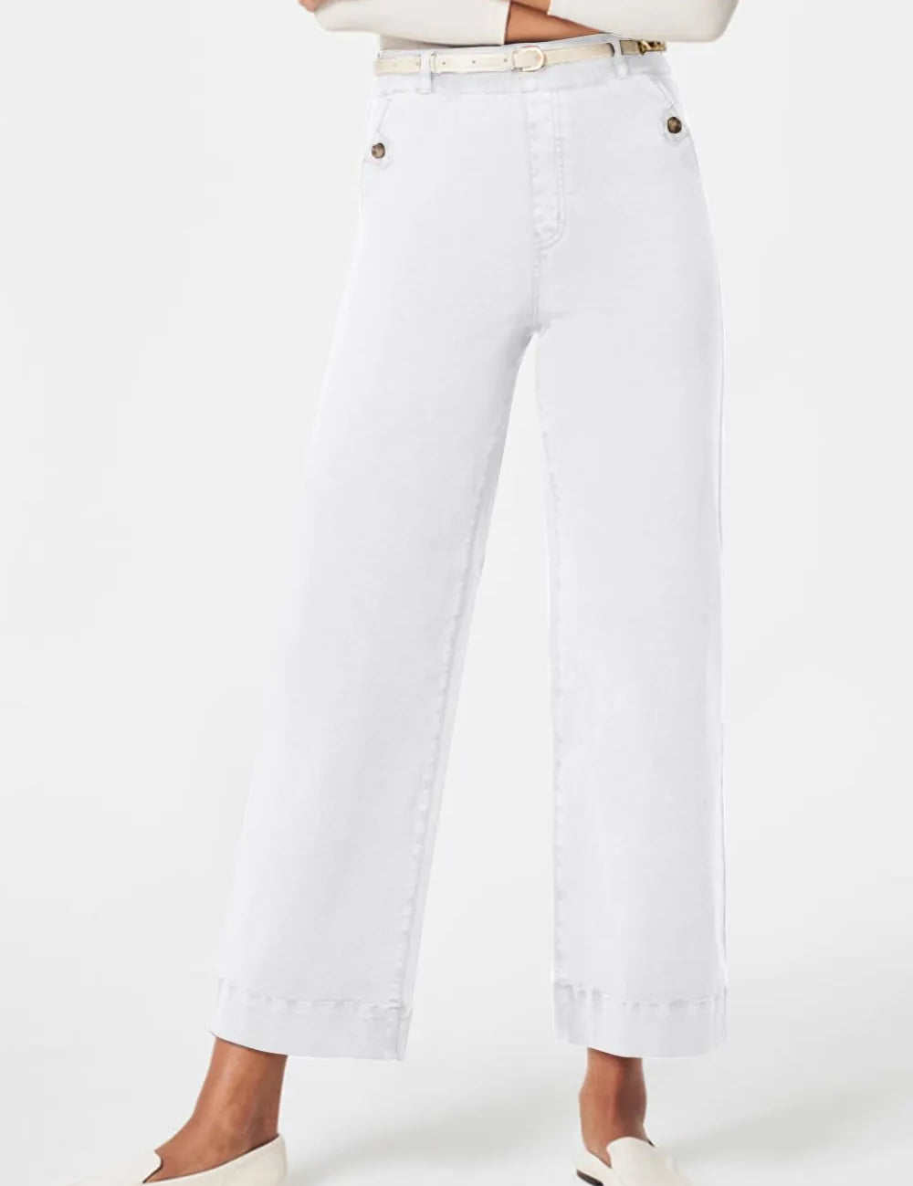 White High Waist Jeans with Pockets | Jeans Daverri Fashions