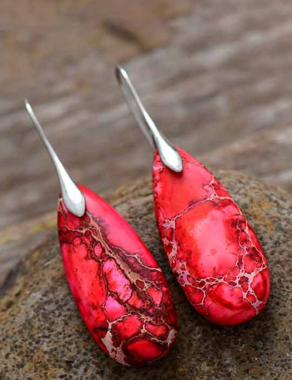 Handmade Teardrop Shape Natural Stone Dangle Earrings | Earrings Daverri Fashions