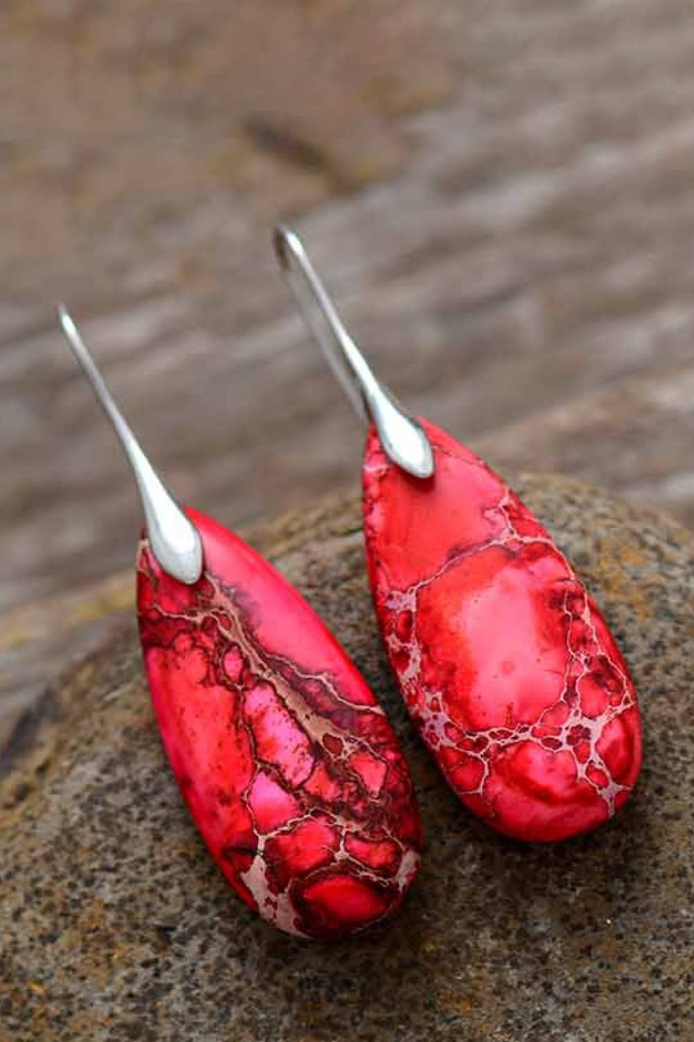 Handmade Teardrop Shape Natural Stone Dangle Earrings | Earrings Daverri Fashions